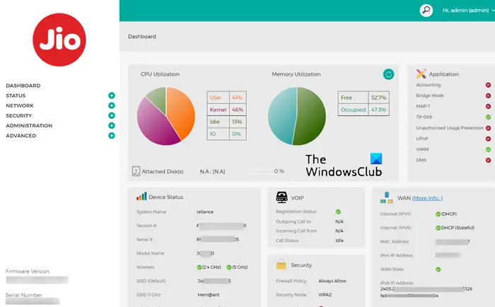 Router Settings Dashboard