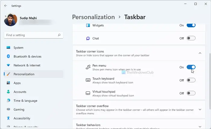 How to Show the Pen Menu Taskbar Icon on Windows 11