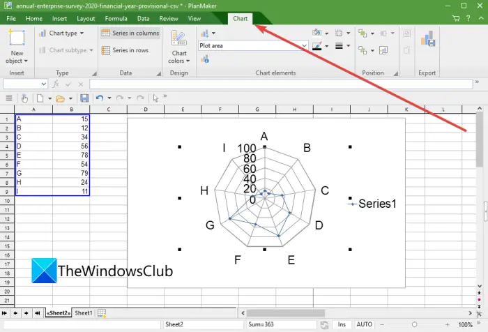Как создать радарную диаграмму в Windows 11/10