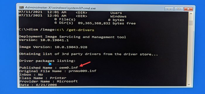 How to uninstall driver using Command Prompt in Windows 11