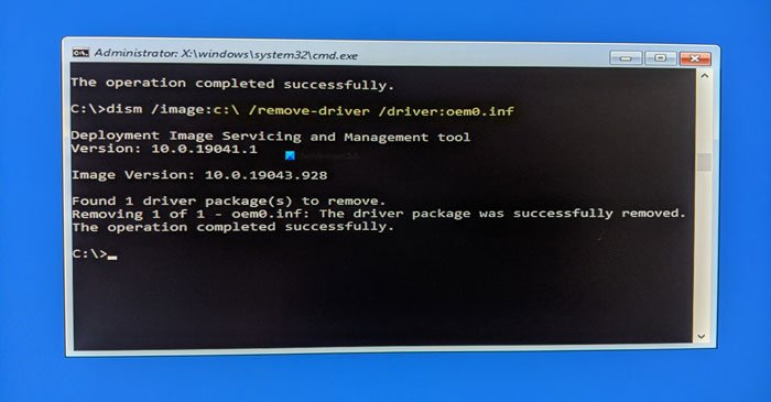uninstall driver from command prompt windows 10