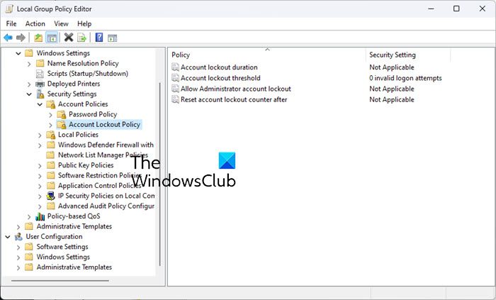 Account Lockout Policy in Windows