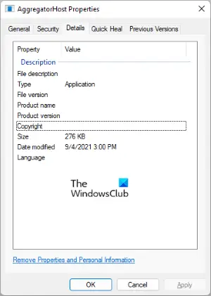 AggregatorHost Properties