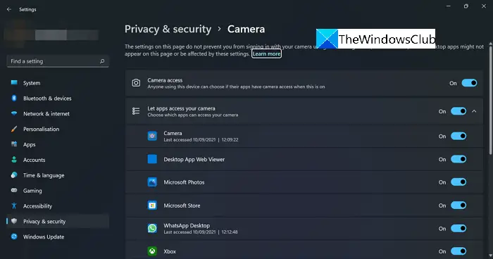 How to know which app is using Camera, Mic and Location on Windows 11