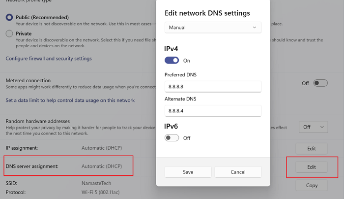 Fix: Ping Spikes in WiFi or Ethernet on Windows PC Change DNS Server Google