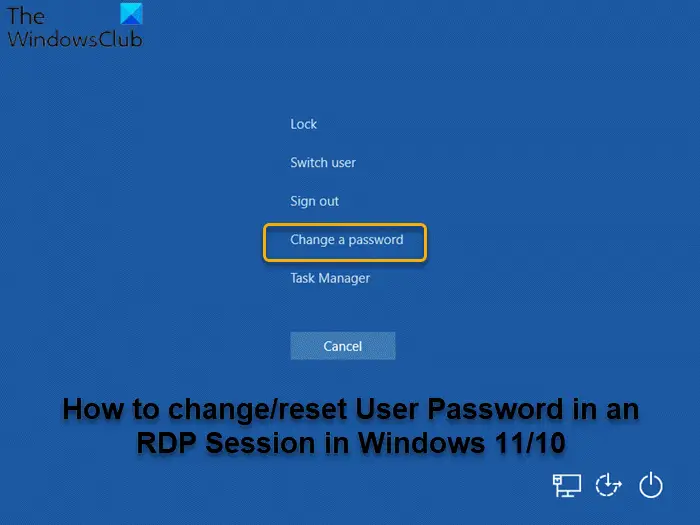 Change User Password in an RDP Session in Windows