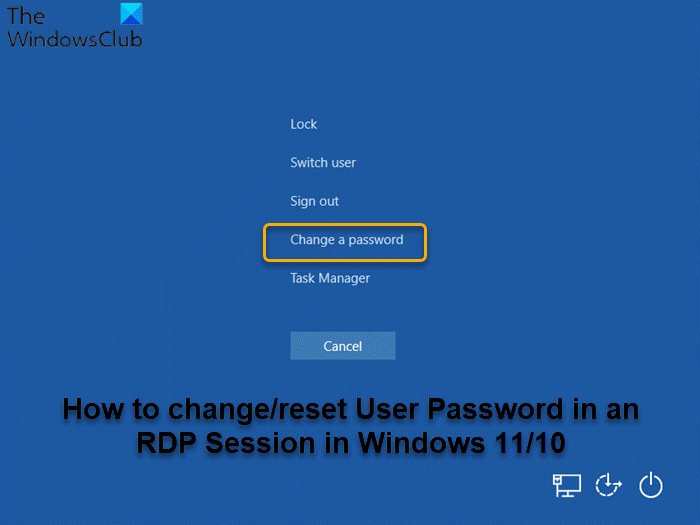 Change User Password in an RDP Session in Windows