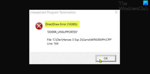 Directdraw Error Dderr_unsupported Occured At Cdirectdraw Ddsetdisplaymode DirectDraw Error when playing Legacy Games on Windows 11/10