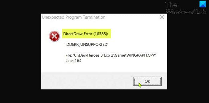 DirectDraw Error when playing Legacy Games DirectDraw Error when playing Legacy Games