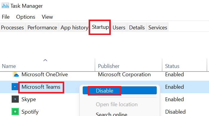 Microsoft Teams را از راه اندازی غیرفعال کنید