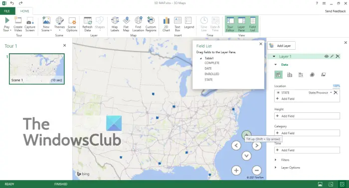 How to create a 3D Map from Tables in Excel