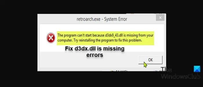 Fix d3dx.dll is missing errors
