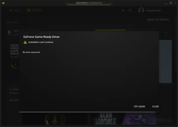 GeForce Driver installation error