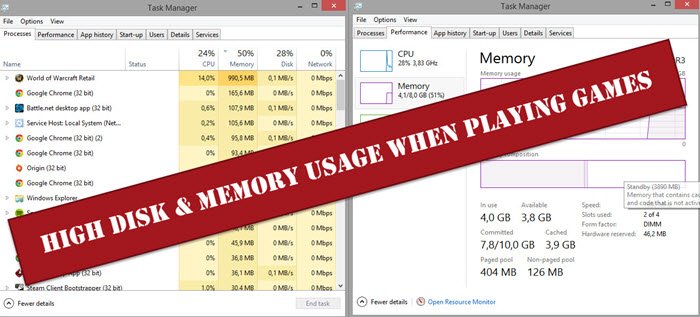High Disk & Memory Usage when playing Games