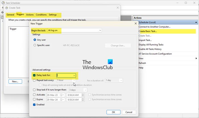 How to delay startup programs in Windows using Task Scheduler