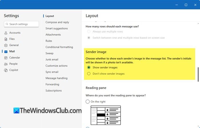 How to show the Sender's Image in new Outlook app