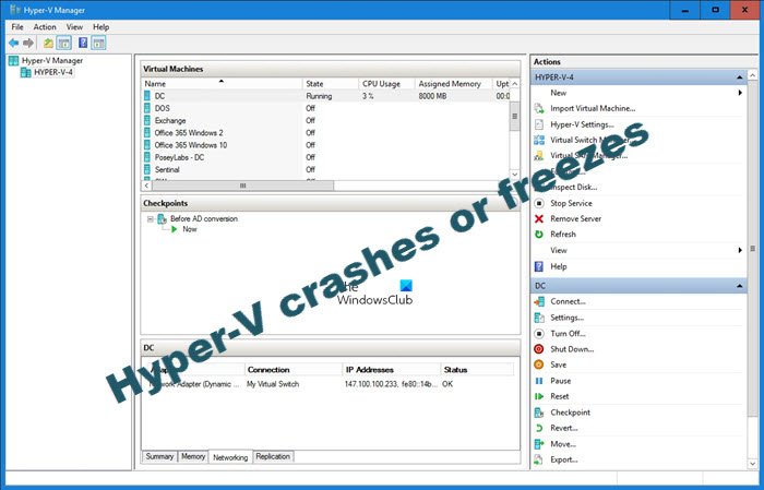 Hyper-V crashes or freezes