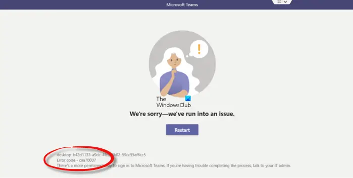 Microsoft Teams error caa70007