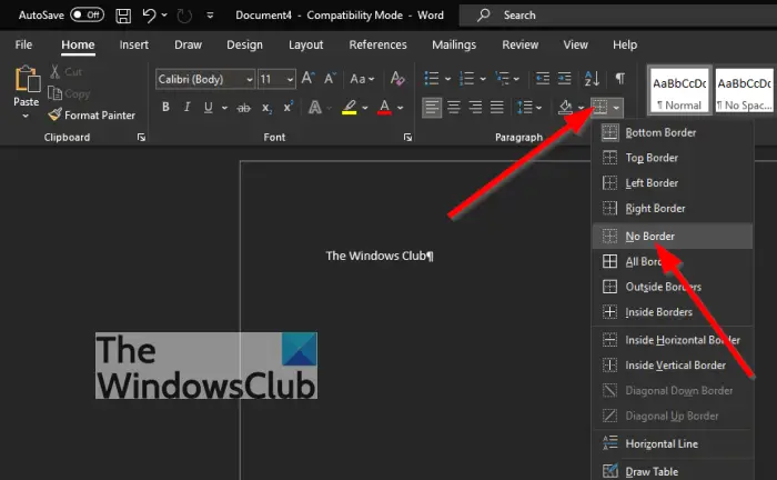 How to remove Automatic Horizontal line from Word