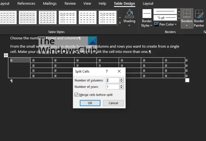 How to merge and split cells in Table in Microsoft Word