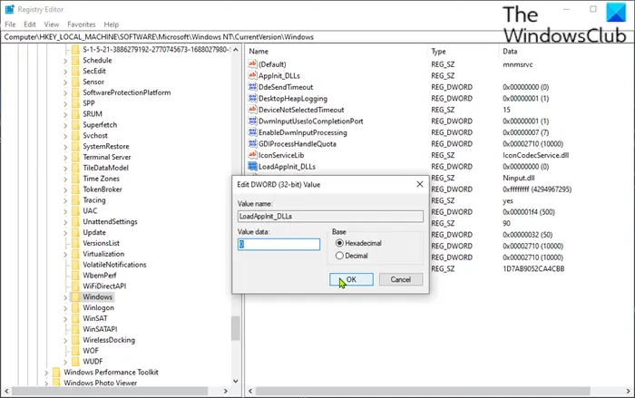 Modify LoadApplnit_DLLs value in Registry