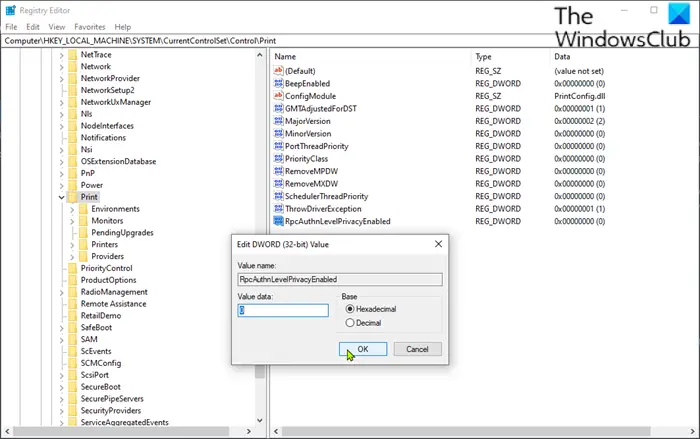 Modify the registry-RpcAuthnLevelPrivacyEnabled