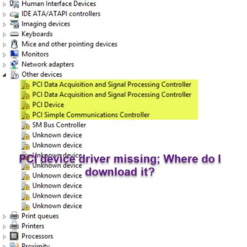 PCI device driver missing; Where do I download it