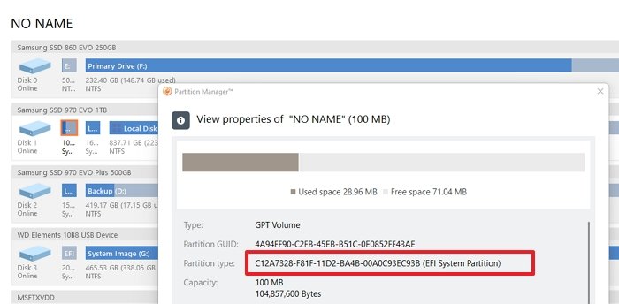 Partition Manager EFI System