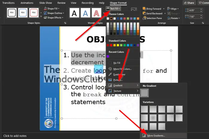 How to add multi-color Text in PowerPoint