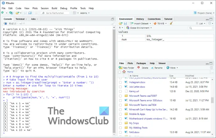 clear your console of code in R and RStudio for Windows