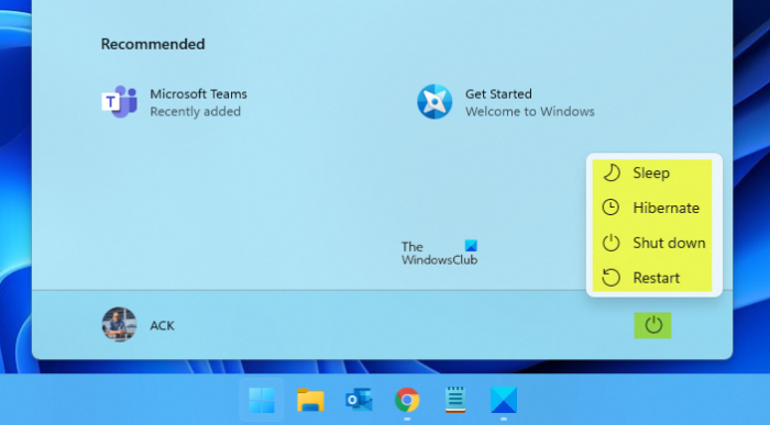 How to Shutdown, Restart, Sleep, Hibernate, Lock Windows 11