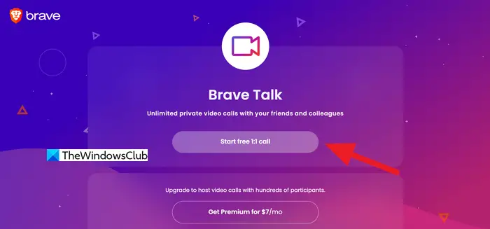 Start video call Brave Talk