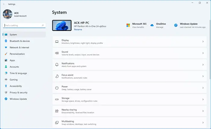 Windows 11 New Settings