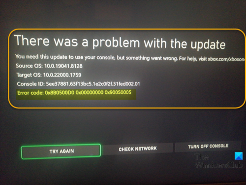 Xbox Update Error Code 0x8B0500D0, 0x90050005, 0x00000000