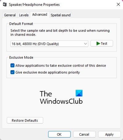 change audio format of your device