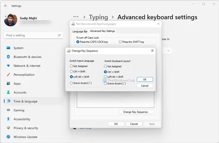 How to change Key Sequence to Change Input Language in Windows 11