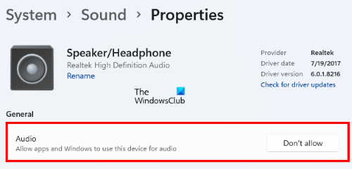 check if audio device is disabled