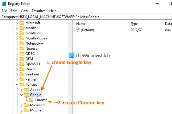 Disable Safe Browsing in Google Chrome using REGEDIT in Windows 11