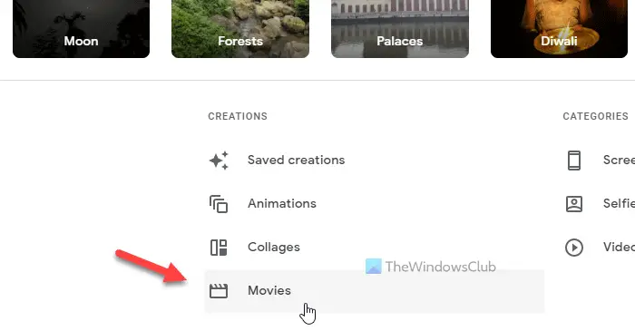 How to create movies in Google Photos for web