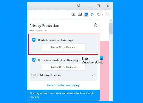 disable Opera built-in ad blocker