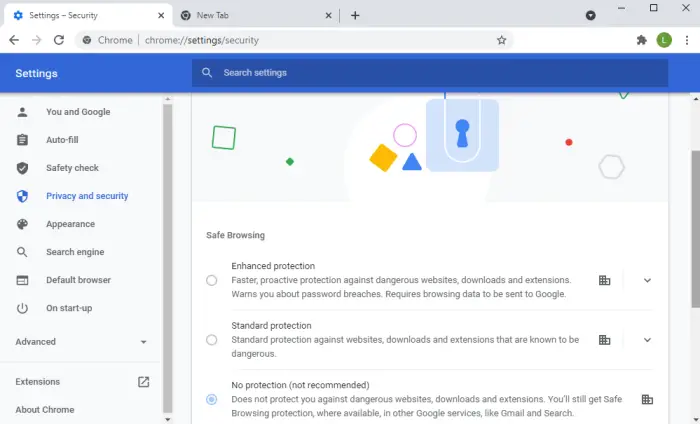 disable Safe Browsing Google Chrome