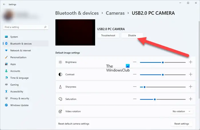 Disable Camera