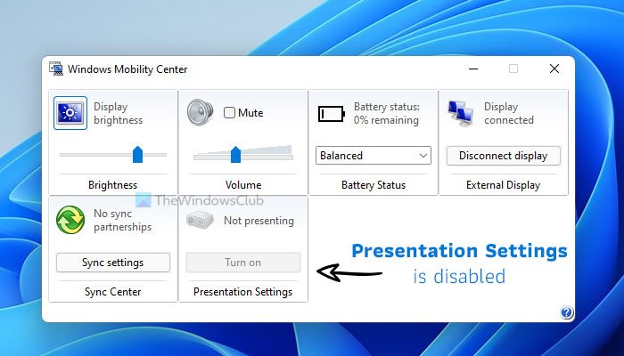 How to disable Windows Presentation Settings on Windows 11/10