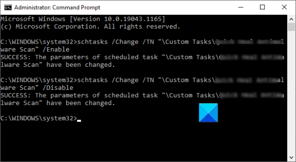 disable scheduled task Command Prompt