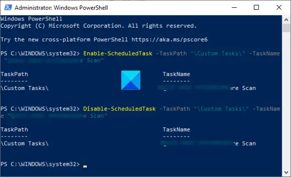 disable scheduled task PowerShell