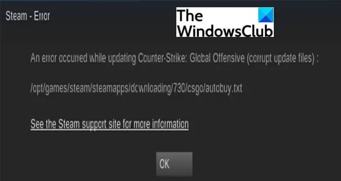 Исправить ошибку Steam Corrupt Update Files на ПК с Windows