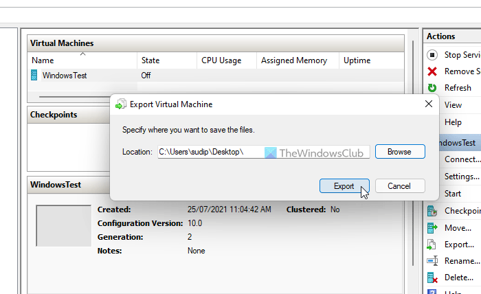 Hyper-V encountered an error while copying virtual hard disks to destination folder