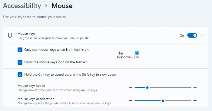 use numeric keypad as a mouse