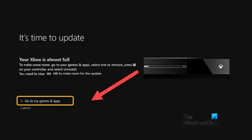 Xbox is almost full message