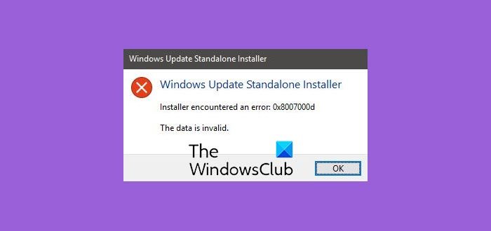 Windows Update Standalone Installer Error 0x8007000d - 46